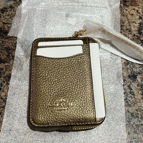 Coach Zip Card Case In Metallic Pyrite - Picture 6 of 8